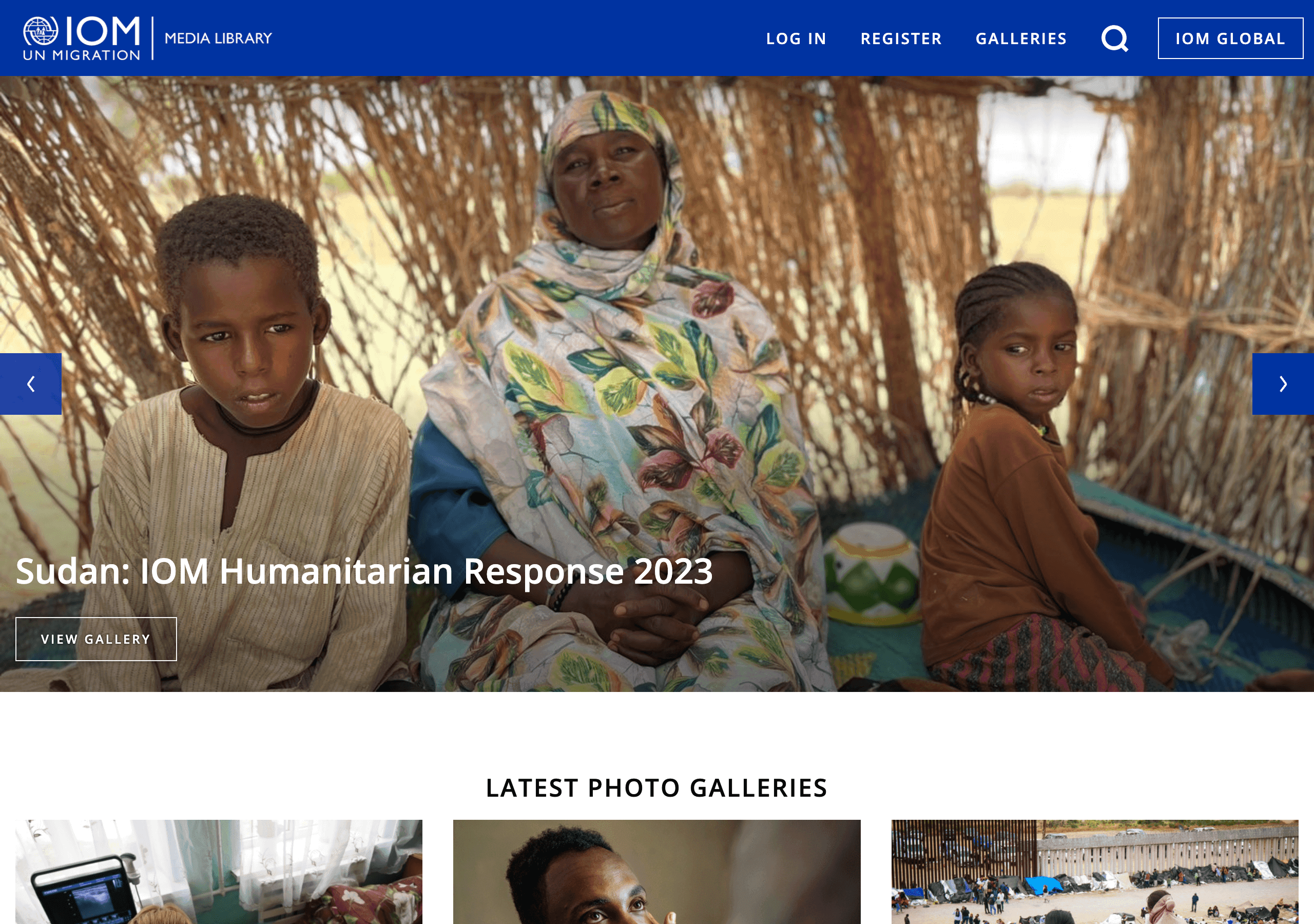 International Organization for Migration website screenshot