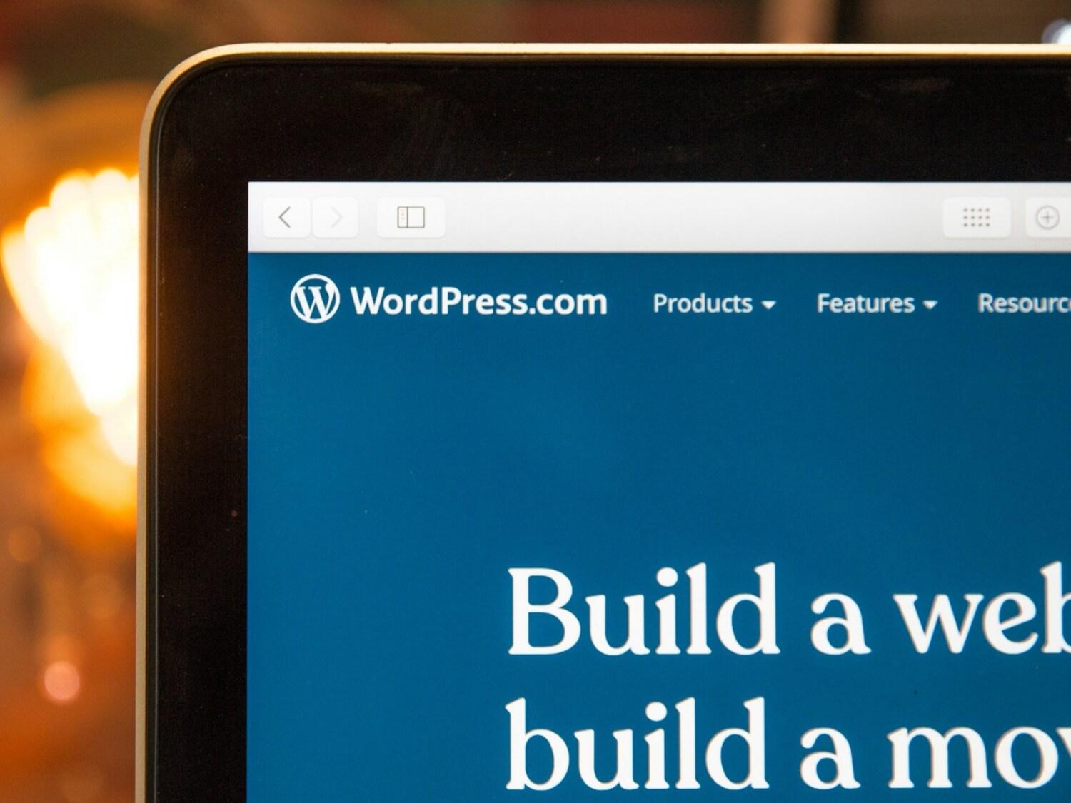 Wordpress site on a turned on monitor.