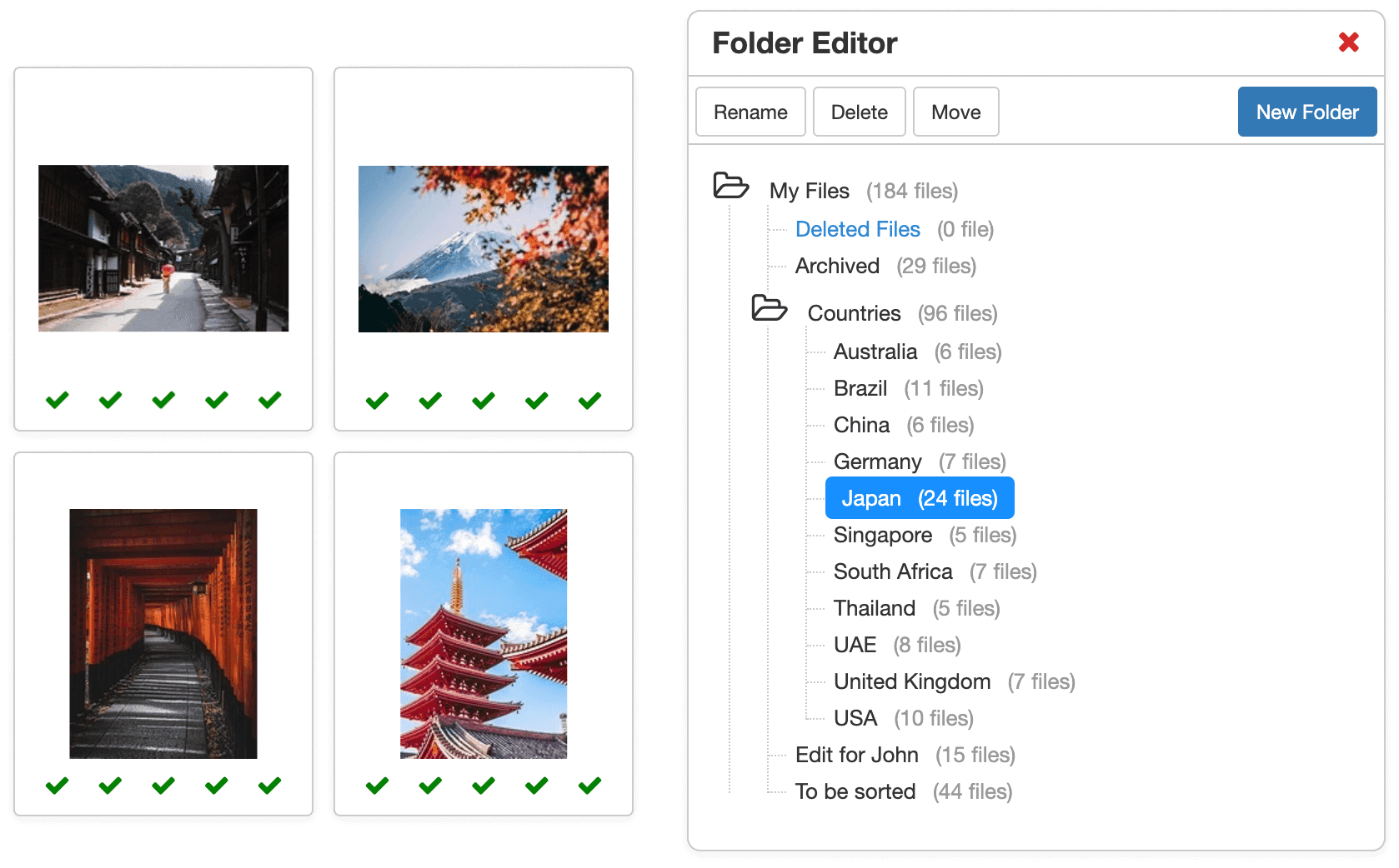 Organise and store your files inside folders.